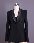 A charcoal black, shawl lapel suit & pant Trosuer.