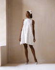 Ivory Short Bridal Dress With Swarovski Crystal and Petals Detailing