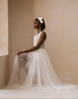 A V-neck Corset Sheath Tulle Ball Dress
